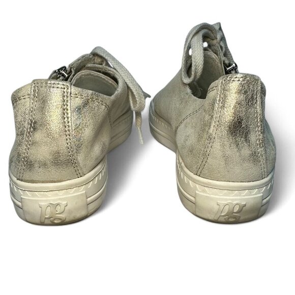 Paul Green Gold/Silver Metallic Tamara Zip Leather Sneakers - UK 5.5, US 8 - Picture 7 of 13